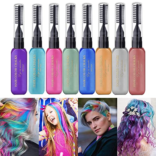 Hair Chalks for Girls, 8 Coloured Hair Dye Temporary, Washable Hair Spray Colour for Kids Men and Woman