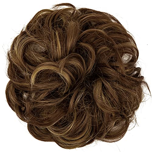 Messy Hair Bun Extensions Curly Wavy Hair Scrunchies for Women Girls Large Synthetic Donut Updo Hair Pieces Hair Chignons
