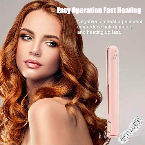 Mini Dual-Purpose Curling Iron,2 in 1 Hair Straightener and Curler,USB Rechargeable Hair Curler Iron,Ceramic Mini Hair Curling Iron for Short Lon