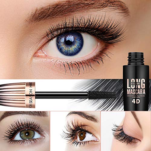 Mascara Black, 4d Silk Fiber Eyelash Mascara Waterproof, Longer & Thicker Lash, Extra Long Fiber Mascara and Thick, Long Lasting, Waterproof & Sm