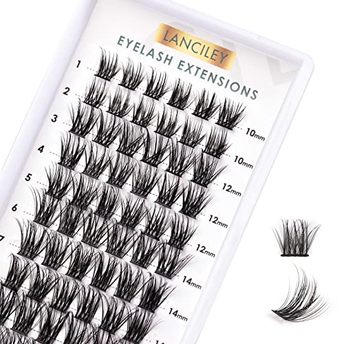 Lanciley Individual Lashes 45 Clusters Lashes CC Curl DIY Eyelash Extension Kit at Home for Make-up Beginner False Eyelashes with Eyelash Glue Tw