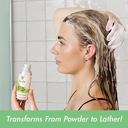 Awake Organics Natural Shampoo, Caffeine & Rosemary, 55g. Hair Growth & Healthy Scalp. Plastic Free, Vegan, Cruelty Free