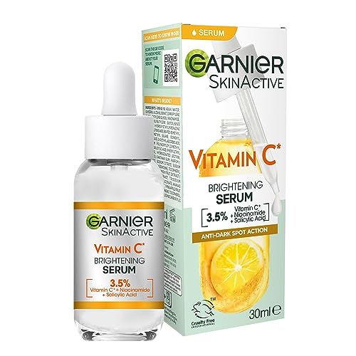 Garnier Vitamin C Serum for Face, Anti-Dark Spots & Brightening Serum, 3.5% Vitamin C, Niacinamide, Salicylic Acid & Lemon Extract, Brightening S