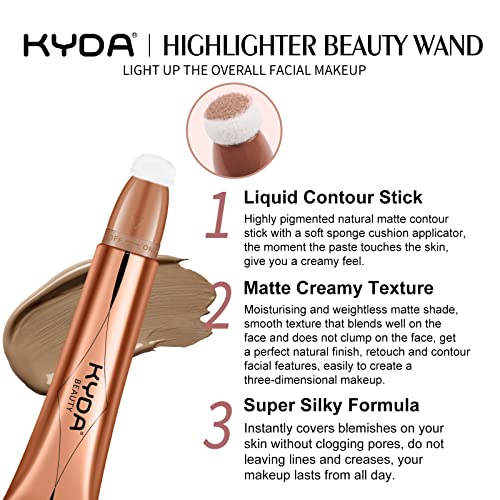 KYDA Contour Beauty Wand, Liquid Face Concealer Contouring Cushion Applicator, High Coverage Natural Matte Finish, Long Lasting Natural&Super Sil