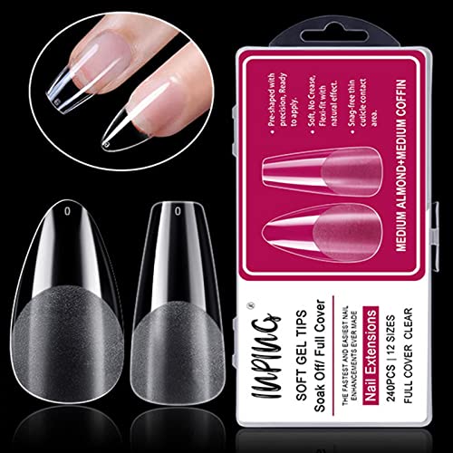 INPING Gel Nail Glue, 2PCS 8ML Nail Glue 6-In-1 False Nail Tips Gel Glue Kit Extra Strong Nail Bond Nail Glue Gel for Nail Extension Tips/Acrylic