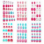 Xinstroe 120 Pieces Girls Press on Nails Kids False Nail Full Cover Short False Nails Fake Nails Kit Artificial Nail Tips Lovely Gift for Kids Li