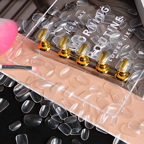 Kalolary 600pcs Kids False Nail, Children Transparent Acrylic Nail Tips Full Cover Short False Nail Kits, Lovely Gift for Kids Little Girls Nail