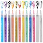 12 Color 3D Nail Art Painting Pen, Kalolary Nail Point Graffiti Dotting Pen Drawing Painting Liner Brush for Fall DIY Nail Art Beauty Adorn Manic