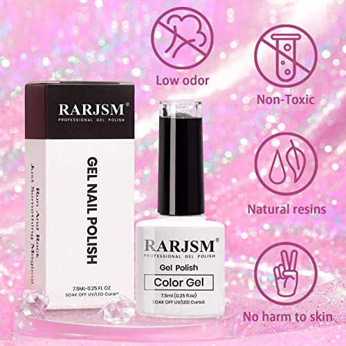 RARJSM Silver Glitter Gel Nail Polish Sparkle Nail Gel Varnish Requires Drying Under UV LED Lamp for Women Spring Summer Nail UV Beauty Art Desig