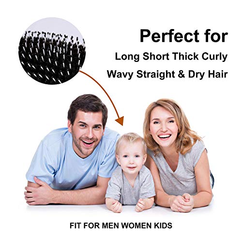 Hair Brush Mini Boar Bristle Hairbrush Pocket Travel Small Paddle Hair Brush for Men Women Kids for Thick Curly Thin Long Short Wet or Dry Hair D