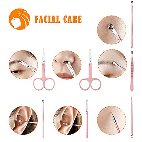 Cyleibe 18pcs Manicure and Pedicure Set, Nail Grooming Kit, Stainless Steel Nail Clipper Set for Ladies Women Girls Travel/Office/Home (Rose Gold