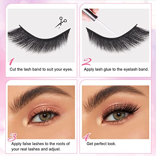 Parriparri False Eyelashes Fluffy Fox Eye Lashes L Curl Sexy Cat Eye Eyelashes Soft Winged Angel Fake Lashes Wispy Lightweight Faux Mink Lashes (