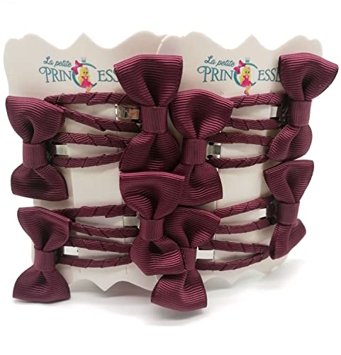 Set 8 Pcs HAIR BOWS HAIR CLIPS GIRLS CLIPS SCHOOL RIBBON SLIDES Hair ACCESSORY (Navy Blue)