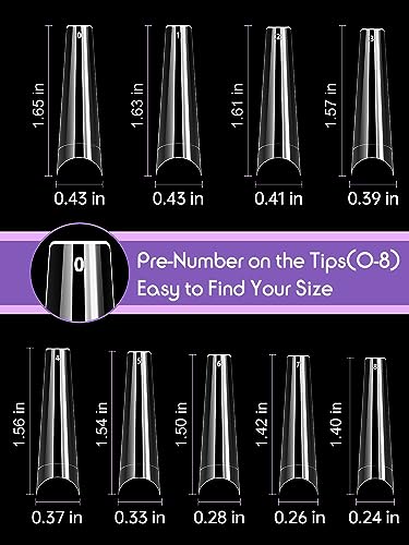Kalolary Clear Extra Long False Nail Tips, 550PCS XXL Long Nail Tips Half Cover French False Nail Acrylic Fake Nail Tips with Box, for Nail Salon