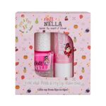Miss Nella Nail Polish + Lip Balm set- Special Pink Glitter Nail Polish for Kids- WATERMELON POPSICLE, with Peel-off, Water Based & Odour Free Fo