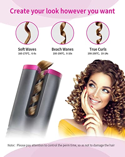 Rantizon Cordless Automatic Hair Curler Cordless Professional Hair Curlers with LCD Display Adjustable Temperature Setting USB Rechargeable Curli