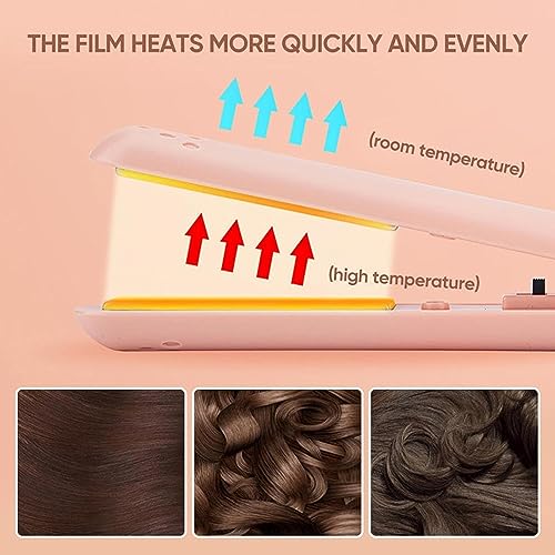 Mini Dual-Purpose Curling Iron,2 in 1 Hair Straightener and Curler,USB Rechargeable Hair Curler Iron,Ceramic Mini Hair Curling Iron for Short Lon