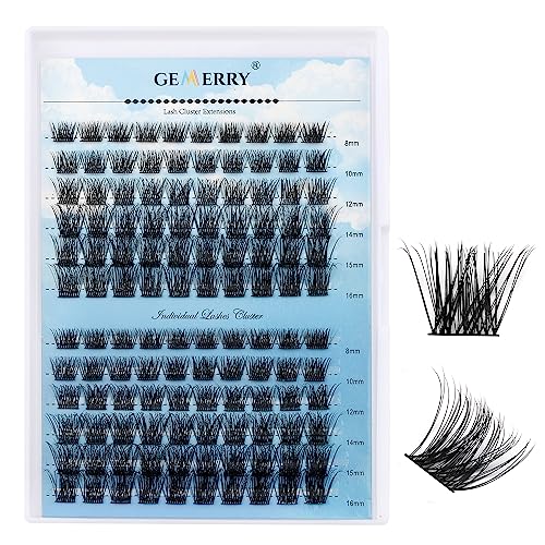 Cluster Eyelash Extensions 240pcs Cluster Lashes Individual Lashes D Curl 30D 40D 0.07mm 8-16mm Mix Ribbon Lashes Wide Stem Natural Lashes DIY La