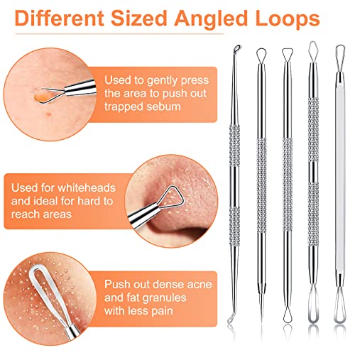 Blackhead Remover Tool Kit, IUMAKEVP 15 PCS Professional Stainless Steel Pimple Popper Comedone Extractor Tools for Removing Pimple, Blackheads,