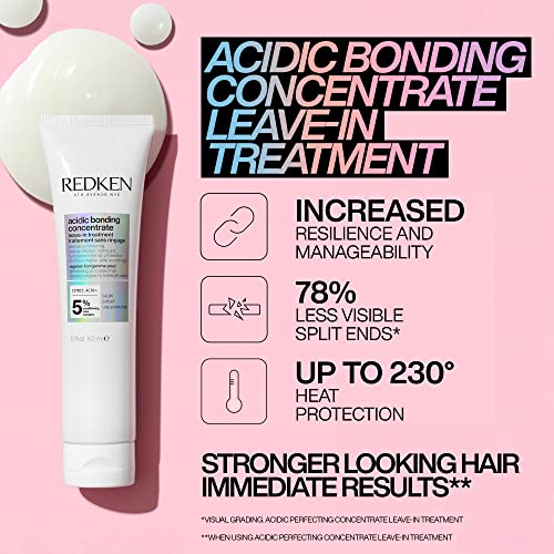 REDKEN Acidic Bonding Concentrate, Shampoo 300 ml, Conditioner 300 ml & Leave In Treatment 150 ml Set, Repairs & Protects Colour-Treated Hair, Tr