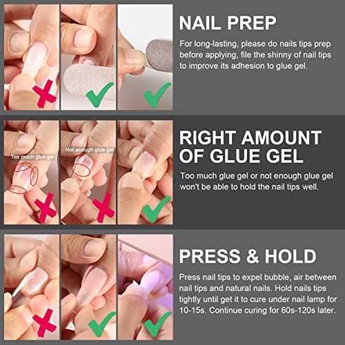 AIMEILI Nail Glue for Acrylic Tips Extra Strong Nail Bond Glue Brush On Clear Gel Adhesive Glue for Stick On Soft Gel Tips, Acrylic Nails, False