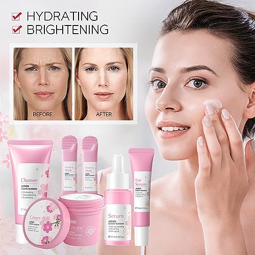 Skincare Gifts For Teenage Girls,Cherry Blossom Skincare Sets,Facial kit,Pamper Sets For Women Gifts,Skin Care Sets & Kits with Cleanser, Face Se