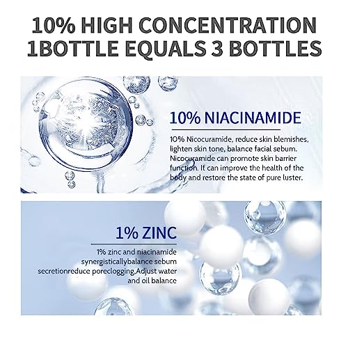 Niacinamide10%+Zinc 1%,Tackles Blemishes, Pore Reducer Face Serum,Minimises Pore, Brightening Serum for Blemish-Prone,Dull Skin, Softens & Bright
