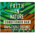 Faith In Nature Natural Coconut & Shea Butter Conditioner Bar, Hydrating, Vegan & Cruelty Free, No SLS or Parabens, For Normal to Dry Hair, 85g