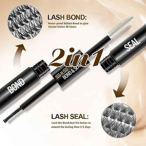 Lash Bond and Seal, Cluster Eyelash Glue for DIY Individual Eyelash Extensions,Super Strong Hold Cluster Lash Adhesive, Waterproof, Mascara Wand