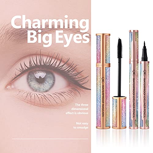 Onlyoily 4D Silk Fiber Lash Mascara for Longer, Thicker, Voluminous Eyelashes,Natural Waterproof Smudge-Proof Eyelashes -Black-2 Pack (01)