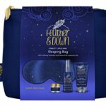 Feather & Down Sleeping Bag Gift Set (luxury eye mask, sleep balm, pillow spray and shower cream) - with calming lavender & chamomile essential o