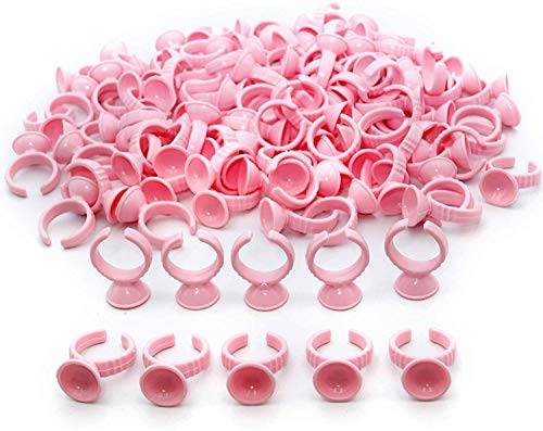 G2PLUS White Eyelash Glue Holder Ring - 100PCS Lash Extension Glue Rings - Small Disposable Plastic Glue Cups Rings for Eyelash Extension, Tattoo