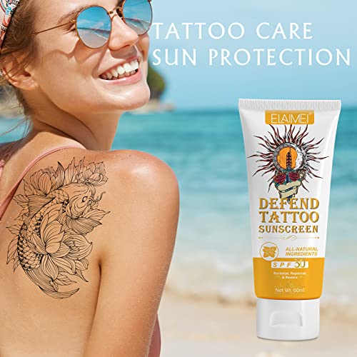 Premium Tattoo Care Sunscreen - Defend Tattoo Sunscreen SPF 30+ Tattoo Sun Protection - UVA/UVB Sun Rays Protection, Tattoo Aftercare Sunscreen L