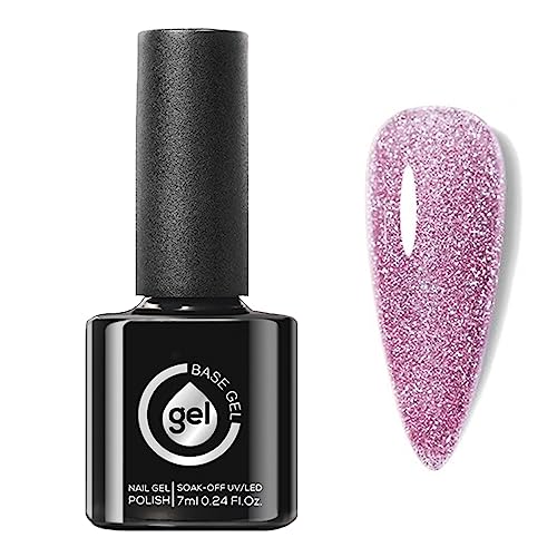 Glitter Gel Nail Polish - GLitter Holographic Gel Polish - Shiny Light Purple Nail Polish Soak Off UV Nail Gel Sparkly Spring Summer Gel Nail Art