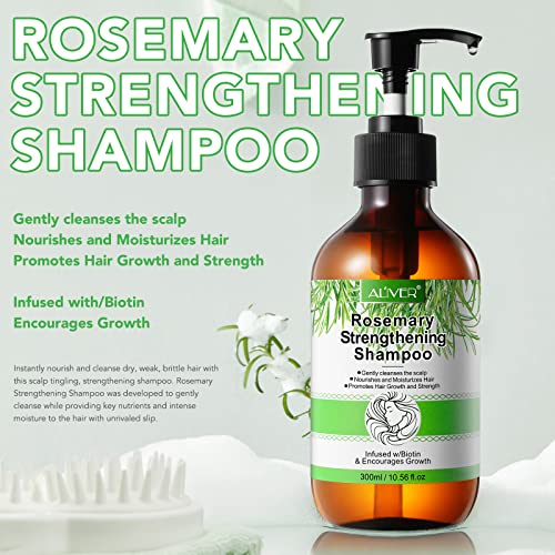 Rosemary Shampoo, 300ml Rosemary Shampoo for Cleanse Hair, Helps Improve Hair Growth, Moisturize & Soften Hair, Hair Care Shampoo for Hair Loss,