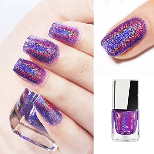 Holographic Nail Polish, Glitter Nail Polish With Mermaid Effect Silver Nail Polish, Long Lasting Nail Polish Polarising Glitter,Nail Polish Art