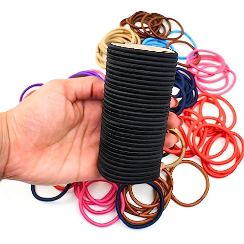Bellure 30 Pcs 4mm Balck Hair Bands For Women, Black Hair Bobbles For Women Thick Hair, Snag-free elastic hair ties for women hairbands, Ponytail