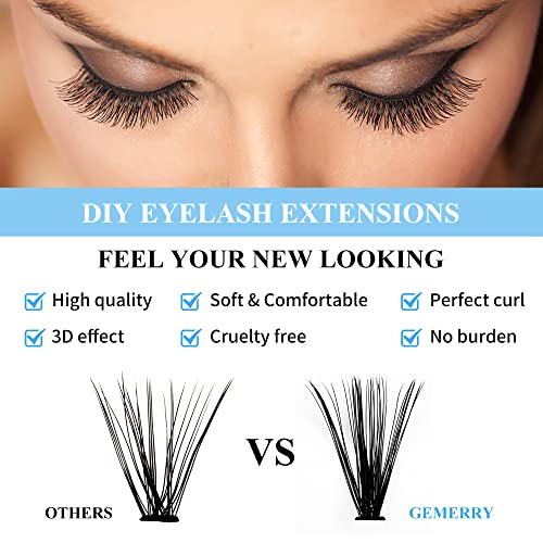 Cluster Eyelash Extensions 240pcs Cluster Lashes Individual Lashes D Curl 30D 40D 0.07mm 8-16mm Mix Ribbon Lashes Wide Stem Natural Lashes DIY La