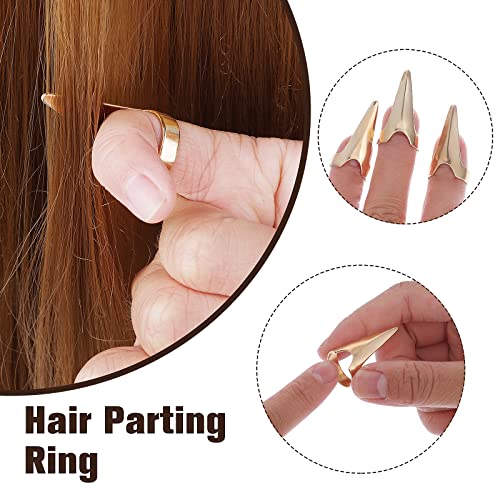 Braiding Finger Tool Hair Parting Tool For Finger, 9 Pcs Parting Ring For Braiding Hair Metal Nails For Fingers BraidingTool, Hair Parting Tool F