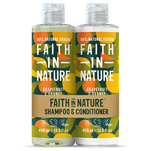 Faith In Nature Natural Grapefruit & Orange Shampoo and Conditioner Set, Invigorating, Vegan & Cruelty Free, No SLS or Parabens, For Normal to Oi