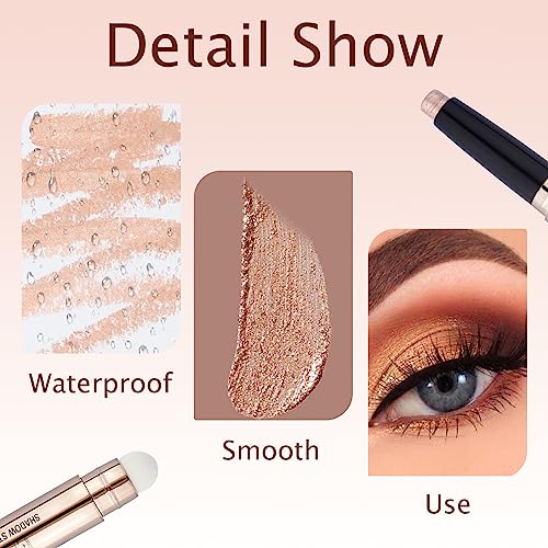 Glitter Eyeshadow Stick Pearl Shimmer Cream Dual Ended Eyeshadow Pen Crayon Smooth Long Lasting Waterproof Brightener Highlighting Stick Create G