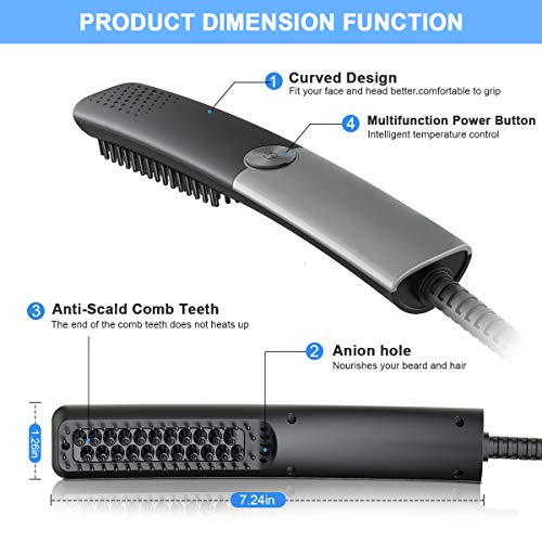 Lidasen Beard Straightener Combs for Men, Multifunctional Ionic Hair Beard Straightener Brush Heated Beard Brush for Men Electric Hair Straighten