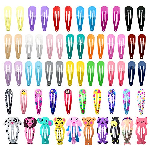 Girls Hair Clips, Funtopia 60 Pcs Snap Hair Clips for Little Girls Kids Teens Women Non Slip, 2 Inches Candy Color Metal Barrettes Hair Accessori