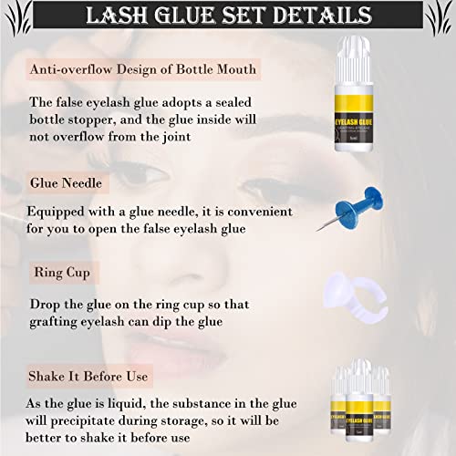 Eyelash Extension Glue 5ML Strong Black Individual Lash Glue 2-3Sec Quick Drying Professional Lash Extension Glue for Sensitive, Retention Long L