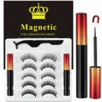 Magnetic Eyelashes with Eyeliner,2 Tubes of Magnetic Eyeliner and Updated 5 Pairs Magnetic Eyelashes Natural Look, Reusable Magnetic Lashes with
