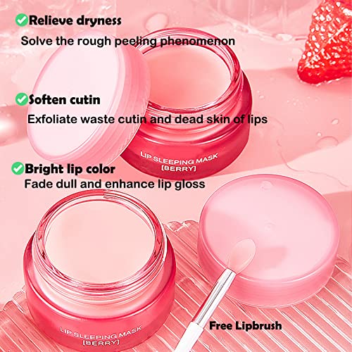 Lip Sleeping Mask, Lip Sleep Mask Overnight Lip Skincare Lip Oils, Lip Moisturiser for Dry Chapped Peeling Cracked Lips Fades Lip Lines, Lip Balm