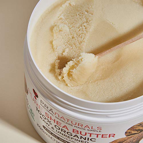 PraNaturals 100% Organic Shea Butter 300ml, Pure Raw Unrefined A Grade African Ivory All-Natural, Smooth Shea Nut Lip Balm Body Butter Moisturise