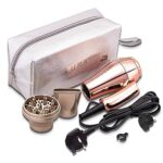 LURA Travel HairDryer Dual Voltage 1000W Blow Dryer with Diffuser UK Plug Mini Hairdryer with Folding Handle Small Hairdryer with Concentrator Tr