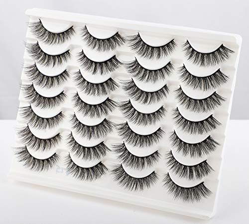 Newcally False Eyelashes Natural 3D Lashes Cat Eye Look Faux Mink Lashes Fluffy Strip 14 Pairs, Multipack