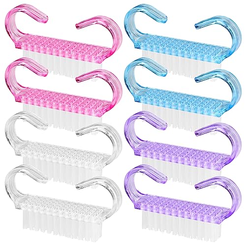 8 Pcs Nail Cleaning Brush with Handle Grip, Fingernail Scrub Cleaning Brushes Manicure Dust Brush Pedicure Scrubbing Tool for Toes and Nails, Hom
